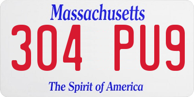 MA license plate 304PU9