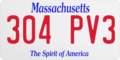 MA license plate 304PV3