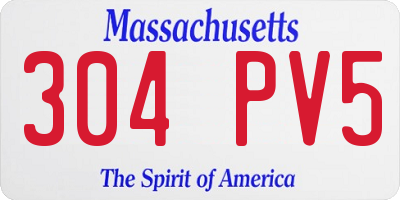 MA license plate 304PV5