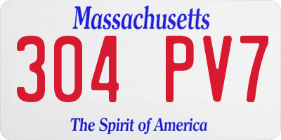 MA license plate 304PV7