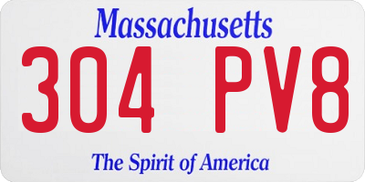 MA license plate 304PV8