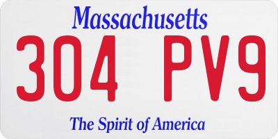 MA license plate 304PV9