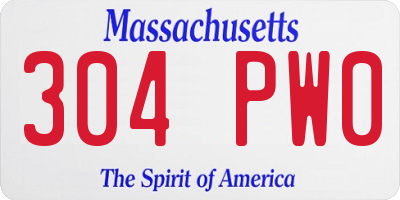 MA license plate 304PW0