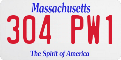 MA license plate 304PW1