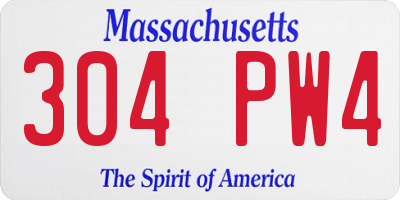 MA license plate 304PW4