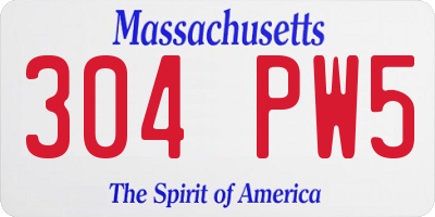 MA license plate 304PW5
