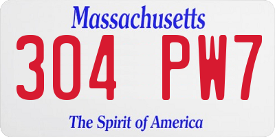 MA license plate 304PW7
