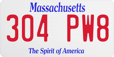MA license plate 304PW8
