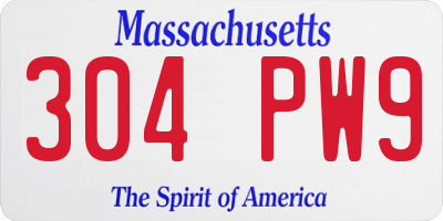 MA license plate 304PW9