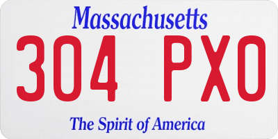 MA license plate 304PX0