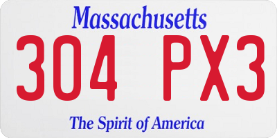 MA license plate 304PX3