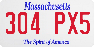 MA license plate 304PX5