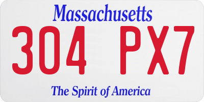 MA license plate 304PX7