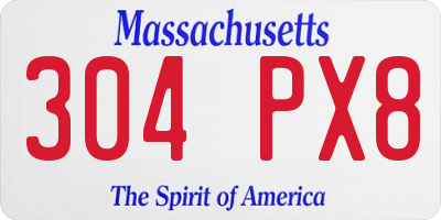 MA license plate 304PX8