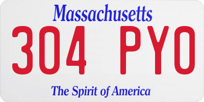 MA license plate 304PY0