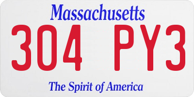 MA license plate 304PY3