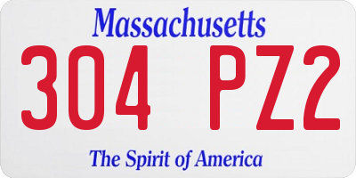 MA license plate 304PZ2