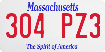 MA license plate 304PZ3