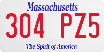 MA license plate 304PZ5