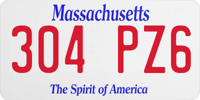 MA license plate 304PZ6