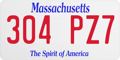 MA license plate 304PZ7