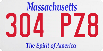 MA license plate 304PZ8
