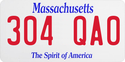 MA license plate 304QA0