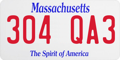 MA license plate 304QA3