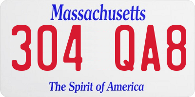 MA license plate 304QA8