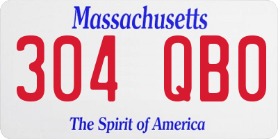 MA license plate 304QB0