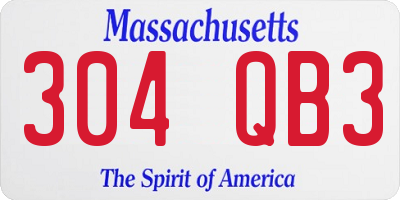 MA license plate 304QB3
