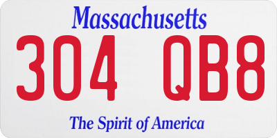 MA license plate 304QB8