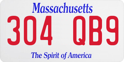 MA license plate 304QB9