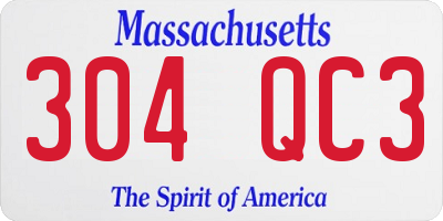 MA license plate 304QC3
