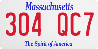 MA license plate 304QC7