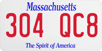 MA license plate 304QC8