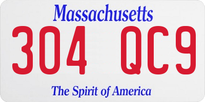 MA license plate 304QC9