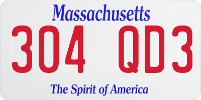 MA license plate 304QD3