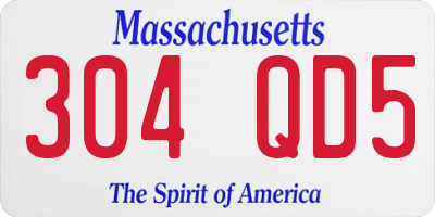 MA license plate 304QD5