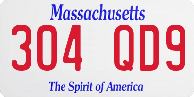 MA license plate 304QD9