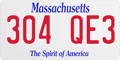 MA license plate 304QE3