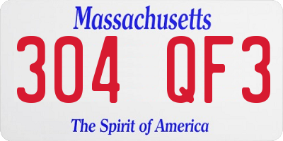 MA license plate 304QF3