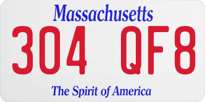 MA license plate 304QF8