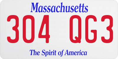 MA license plate 304QG3