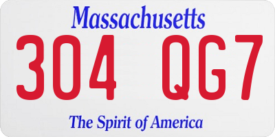 MA license plate 304QG7