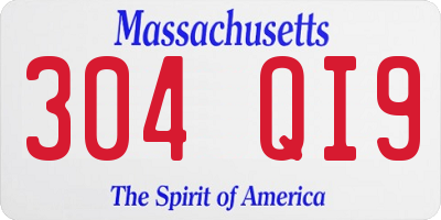 MA license plate 304QI9
