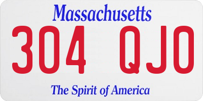 MA license plate 304QJ0