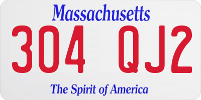 MA license plate 304QJ2
