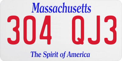 MA license plate 304QJ3