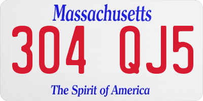 MA license plate 304QJ5
